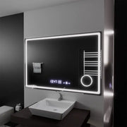 Obdélníkové LED zrcadlo, 120x80cm, Souverain MotionGlow Marcello, Systém odmlžování, Hodiny a teploměr, Kosmetická lupa, Stmívatelné Marcello Zrcadla Výchozí název Alessandro Design