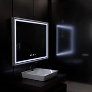 Obdélníkové LED zrcadlo, 80x60cm, Verite Imperial Silver Motion Glow Marcello, systém odmlžování, hodiny a teploměr, stmívatelná zrcátka Marcello Výchozí název Alessandro Design