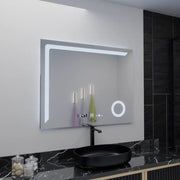 Obdélníkové LED zrcadlo, 100x80cm, Precision MotionGlow Marcello, Systém odmlžování, Hodiny & Teploměr, Kosmetická lupa, Stmívatelná zrcátka Marcello Výchozí název Alessandro Design