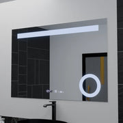 Obdélníkové LED zrcadlo, 120x80cm, ABSOLU MotionGlow Marcello, systém odmlžování, hodiny a teploměr, kosmetická lupa, stmívatelná zrcátka Marcello Výchozí název Alessandro Design