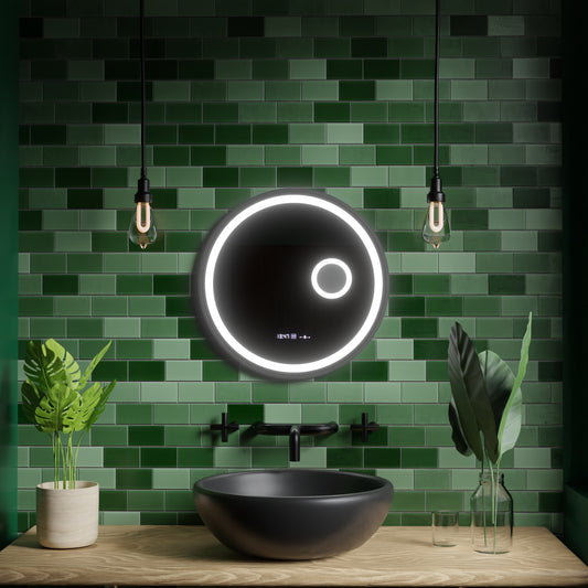 LED kulaté zrcadlo, 11W, 60cm, Micah Marcello MotionGlow Sensor, Demister System, Hodiny a teploměr, Kosmetická lupa, Stmívatelné Marcello Mirrors Výchozí název Alessandro Design