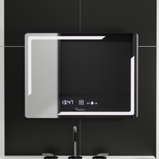 Obdélníkové LED zrcadlo, 80x60cm, Rayonnement MotionGlow Marcello, Demister System, Hodiny & Teploměr, Stmívatelná zrcátka Marcello Výchozí název Alessandro Design
