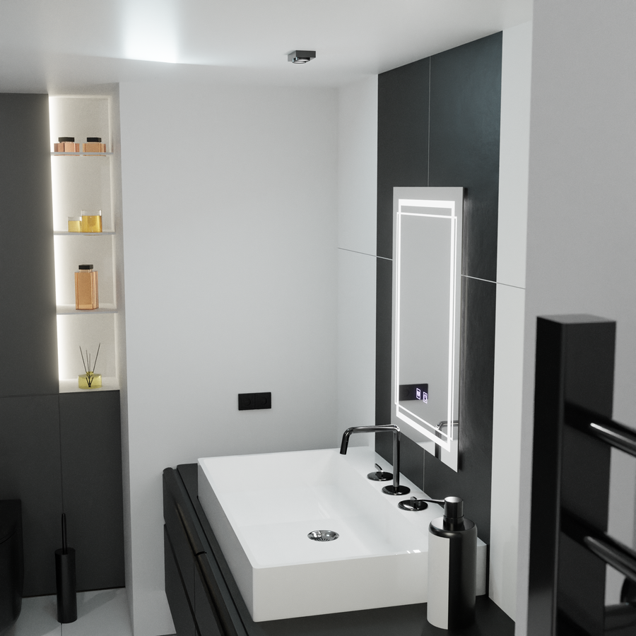 Obdélníkové LED zrcadlo, 60x80cm, KOVEN Touch, Demister System, Stmívatelná zrcátka Korman E Výchozí název Alessandro Design