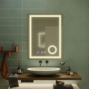 LED dotykové zrcátko NIVERA odmlžovací systém, hodiny a teplota 60x80 cm Kosmetická lupa Zrcadla Korman S Výchozí název Alessandro Design