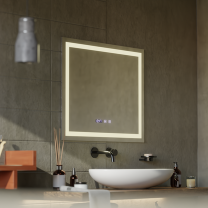 LED Touch MODENA Systém odmlžování zrcátek, hodiny a teplota 80x60 cm Zrcadla Korman S Výchozí název Alessandro Design