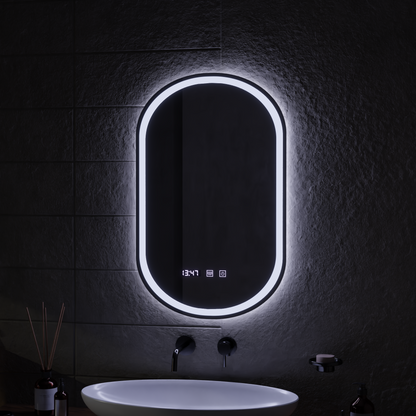 LED dotykové zrcadlo ONIRA Systém odmlžování, hodiny a teplota 50x80 cm Zrcadla Korman S Výchozí název Alessandro Design