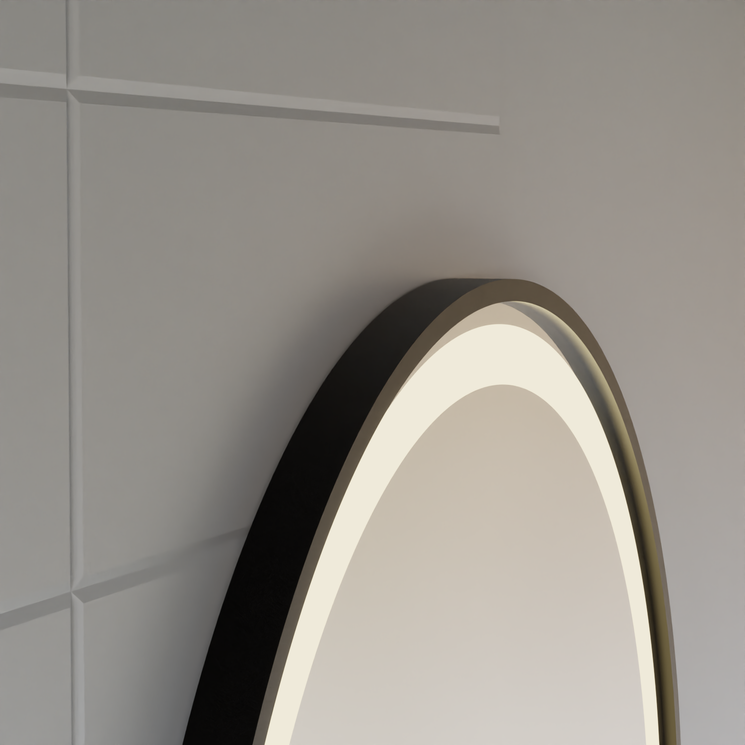 LED dotykové zrcátko NOVARA odmlžovací systém, hodiny a teplota 50 cm Černý rám broušená zrcátka Korman S Výchozí název Alessandro Design