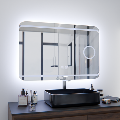 LED zrcadlo E30S/65X45, funkce dotyku a odmlžování, kosmetické světlo, 65x45cm, studené světlo 6000K Zrcadla Korman E Výchozí název Alessandro Design