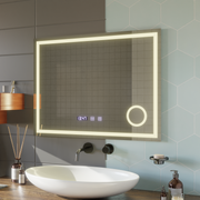 LED dotykové zrcátko NIVERA odmlžovací systém, hodiny a teplota 80x60 cm Kosmetická lupa Zrcadla Korman S Výchozí název Alessandro Design