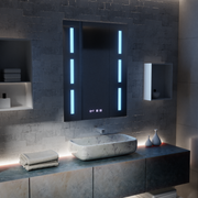 Zrcadlo LED Touch Erich S86/60X80 Systém odmlžování, hodiny a teplota 60x80 cm Zrcadla Korman S Výchozí název Alessandro Design