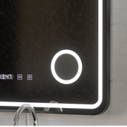 Ulrich LED Touch Mirror De-fogging System, Clock and Temperature 75x90 cm Černý rám Kartáčovaná kosmetická lupa Zrcadla Korman S Výchozí název Alessandro Design