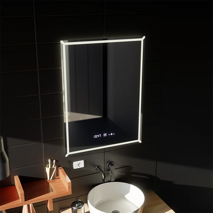 Obdélníkové LED zrcadlo, 60x80cm, VillayTouch Marcello, Demister System, Stmívatelné