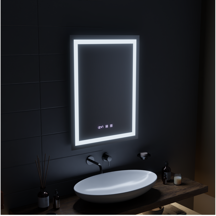 MODENA LED Touch Mirror Odmlžovací systém, hodiny a teplota 60x80 cm Korman S Mirrors Výchozí název Alessandro Design
