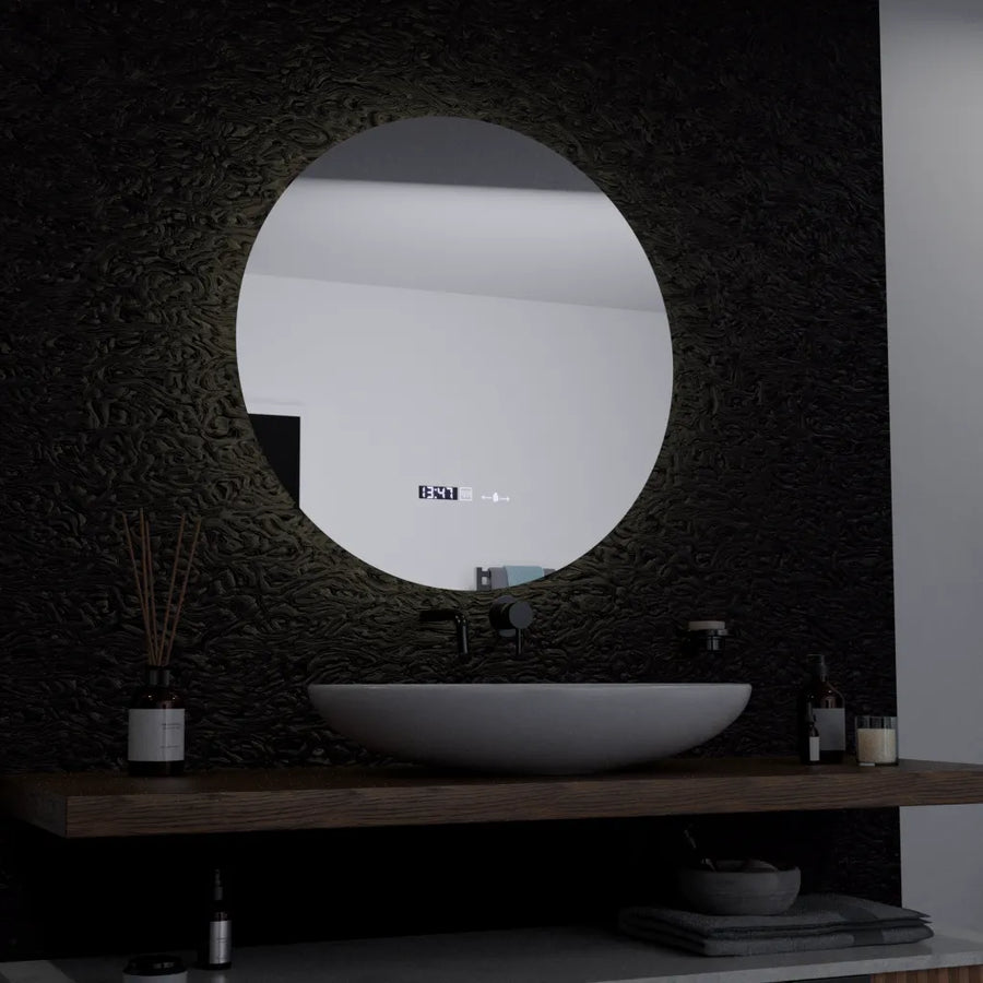 LED kulaté zrcadlo, 60 cm, Serenite MotionGlow Marcello, systém odmlžování, hodiny a teploměr, stmívatelná zrcátka Marcello Výchozí název Alessandro Design