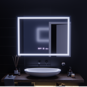 Obdélníkové zrcadlo LED, 100 x 75 cm, Verite MotionGlow Marcello, systém odmlžování, hodiny a teploměr, stmívatelná zrcadla Marcello Výchozí název Alessandro Design