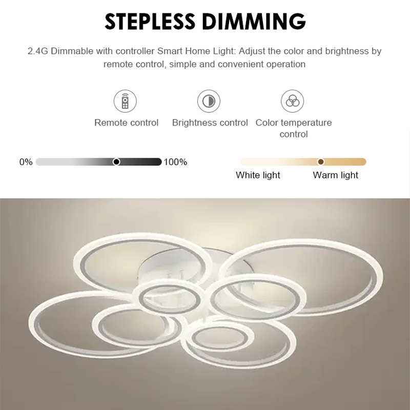 LED lustr s dálkovým ovládáním BETTY 127W, 8 kruhů, studené/teplé/neutrální světlo, stmívatelné, bílý LED lustr s dálkovým ovládáním Výchozí název Alessandro Design
