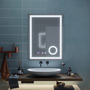 LED dotykové zrcátko NIVERA odmlžovací systém, hodiny a teplota 60x80 cm Kosmetická lupa Zrcadla Korman S Výchozí název Alessandro Design