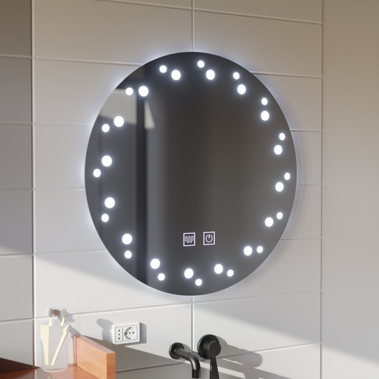 Dotykové zrcadlo LED Ivory, Demister System, Průměr 60 cm, Studené světlo 6000K Korman Mirrors E Výchozí název Alessandro Design