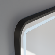 Zrcadlo LED Touch Systém odmlžování LUCIDA, hodiny a teplota 60x80 cm Rám Černá kartáčovaná zrcadla Korman S Výchozí název Alessandro Design