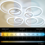 LED lustr s dálkovým ovládáním BETTY 127W, 8 kruhů, studené/teplé/neutrální světlo, stmívatelné, bílý LED lustr s dálkovým ovládáním Výchozí název Alessandro Design