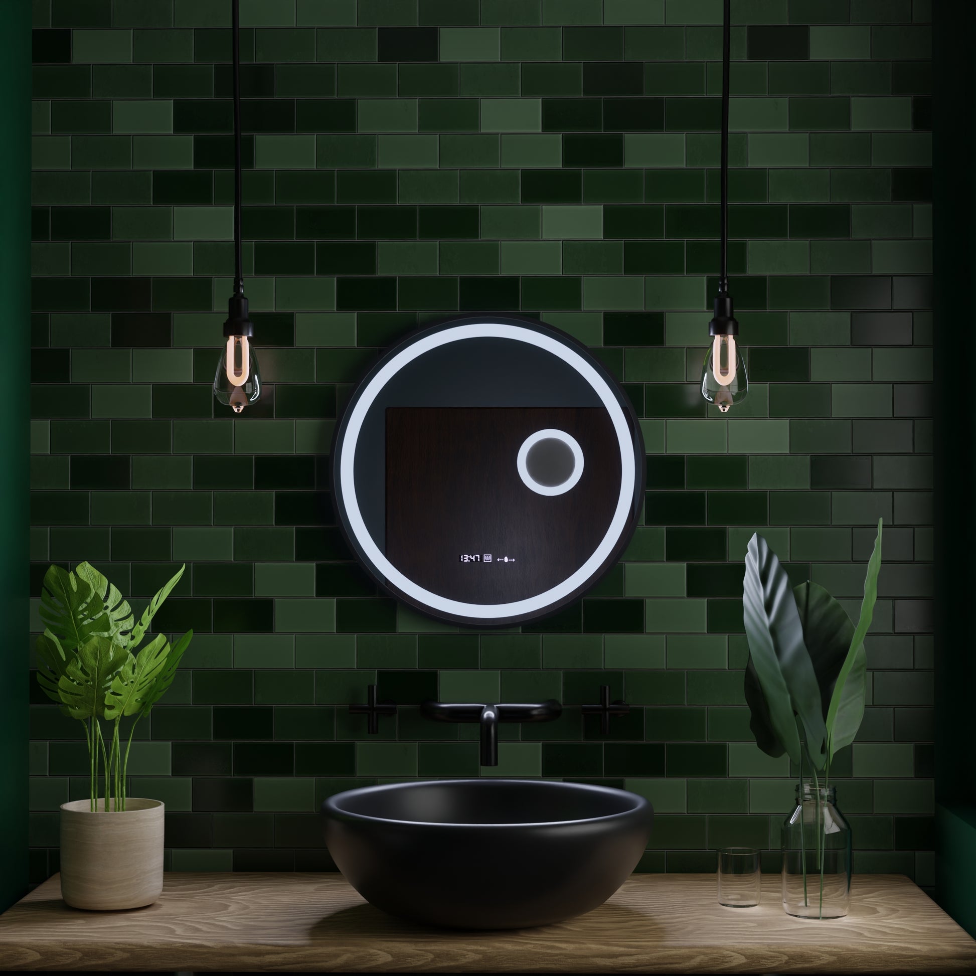 LED kulaté zrcadlo, 11W, 60cm, Micah Marcello MotionGlow Sensor, Demister System, Hodiny a teploměr, Kosmetická lupa, Stmívatelné Marcello Mirrors Výchozí název Alessandro Design