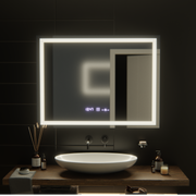 Obdélníkové zrcadlo LED, 100 x 75 cm, Verite MotionGlow Marcello, systém odmlžování, hodiny a teploměr, stmívatelná zrcadla Marcello Výchozí název Alessandro Design