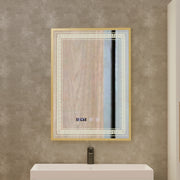 Zrcadlo LED Touch Bruno Demister System, hodiny a teplota 60x80 cm Rám z kartáčovaného zlata, S84/60X80 Zrcadla Korman S Výchozí název Alessandro Design