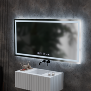 Obdélníkové LED zrcadlo, 120x60cm, Verite MotionGlow Marcello, systém odmlžování, hodiny a teploměr, stmívatelná zrcátka Marcello Výchozí název Alessandro Design