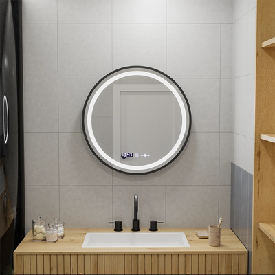 LED kulaté zrcadlo, 60 cm, Celeste Majesté Noir MotionGlow Marcello, Demister System, Hodiny & Teploměr, Stmívatelné