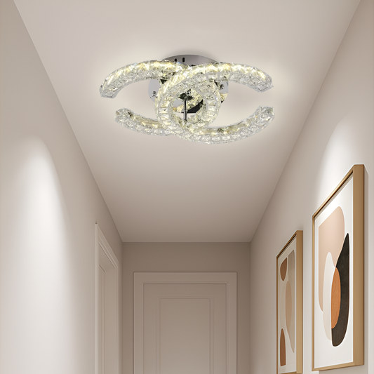 LED lustr s dálkovým ovládáním a krystalem SHIA 27,1W, 2 kruhy, studené/teplé/neutrální světlo, stmívatelný, lesklý chrom LED lustry s dálkovým ovládáním Výchozí název Alessandro Design