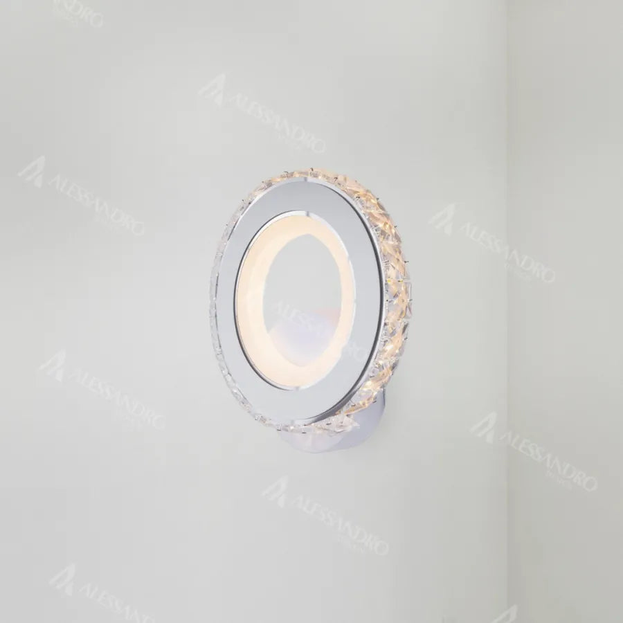 Borandis LED nástěnné svítidlo 16W, bílé s chromem, akrylem a krystalem, studené/teplé/neutrální světlo Vnitřní nástěnná svítidla Výchozí název Alessandro Design