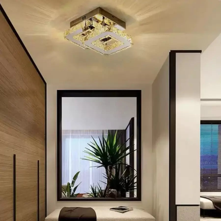 Křišťálový LED lustr JEREMIAH 48W, 2 čtverce, studené/teplé/neutrální světlo, lesklý chrom LED lustry Výchozí název Alessandro Design