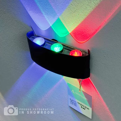 Fantas RGB vnitřní/venkovní nástěnné LED svítidlo, 6 zdrojů x 1W, IP65, černá, 3000K