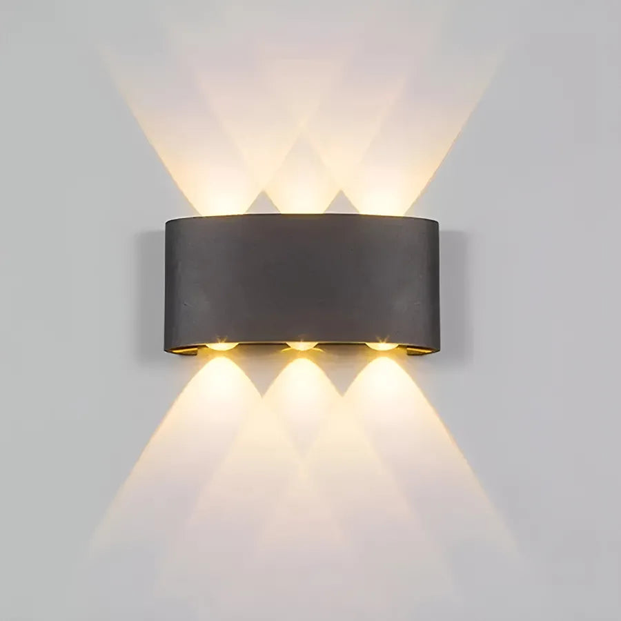 Venkovní a vnitřní nástěnná LED lampa Fantas, 6 zdrojů x 1W, IP65, kovová, černá, 3000K Venkovní nástěnná svítidla Výchozí název Alessandro Design