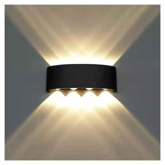 Venkovní a vnitřní nástěnná LED lampa Fantas, 8 zdrojů x 1W, IP65, kovová, černá, 3000K Venkovní nástěnná svítidla Výchozí název Alessandro Design