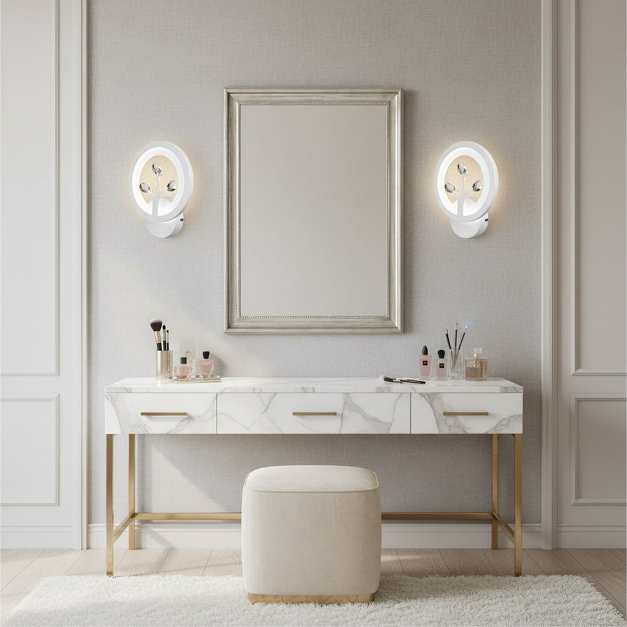 DAISY LED nástěnné svítidlo, 14W, studené/teplé/neutrální světlo, bílé s Crystal Vnitřní nástěnná svítidla Výchozí název Alessandro Design