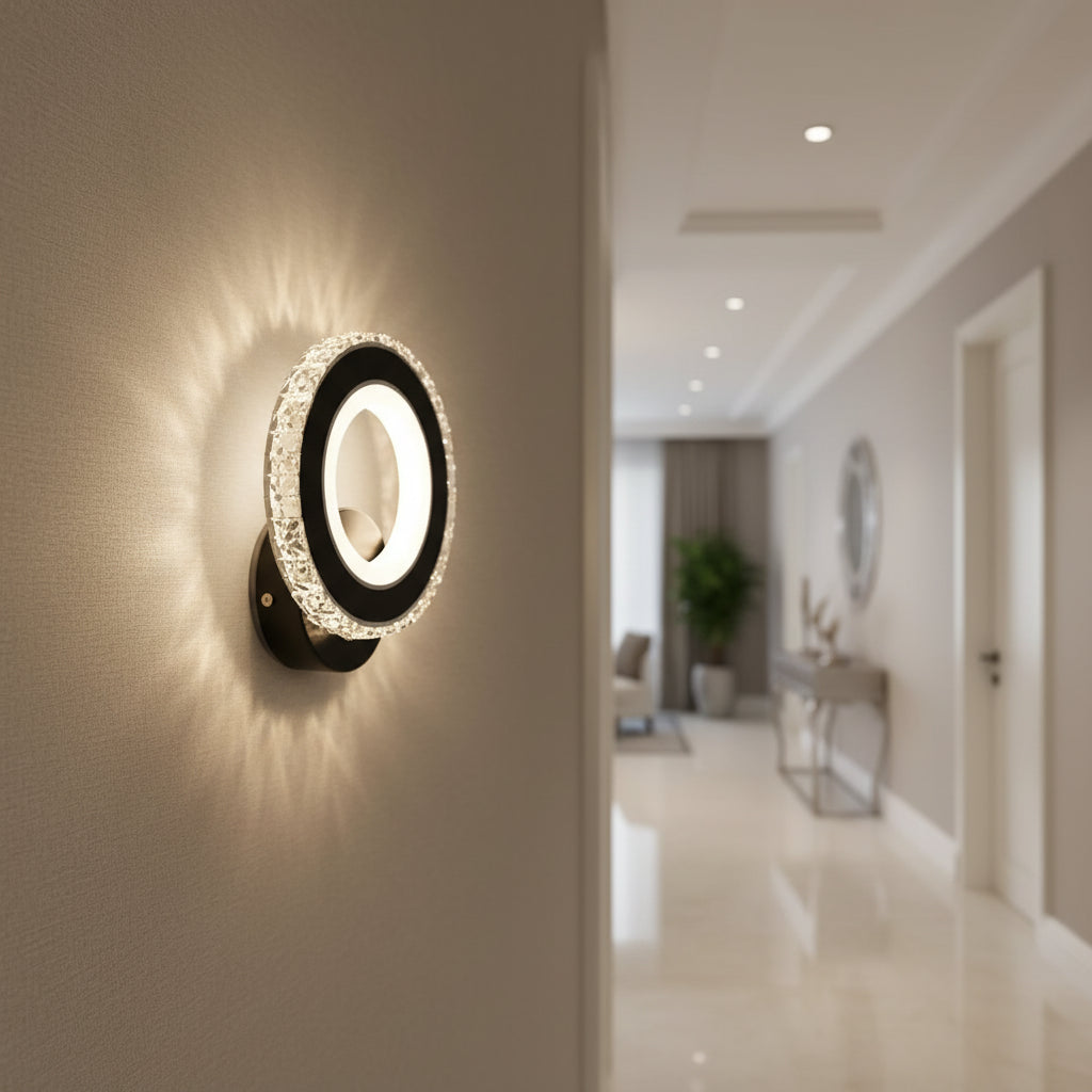 NOVA Rotonda LED nástěnné svítidlo, 16W, černá a nerezová ocel, teplé/chladné/neutrální světlo Vnitřní nástěnná svítidla Výchozí název Alessandro Design