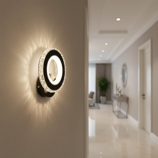 NOVA Rotonda LED nástěnné svítidlo, 16W, černá a nerezová ocel, teplé/chladné/neutrální světlo Vnitřní nástěnná svítidla Výchozí název Alessandro Design