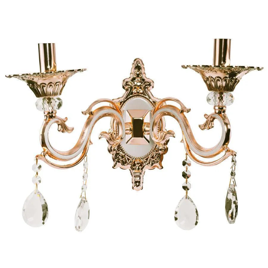 Nástěnná lampa Nicholas, 2XE14, zlatá, kovová a křišťálová Vnitřní nástěnná svítidla Výchozí název Alessandro Design