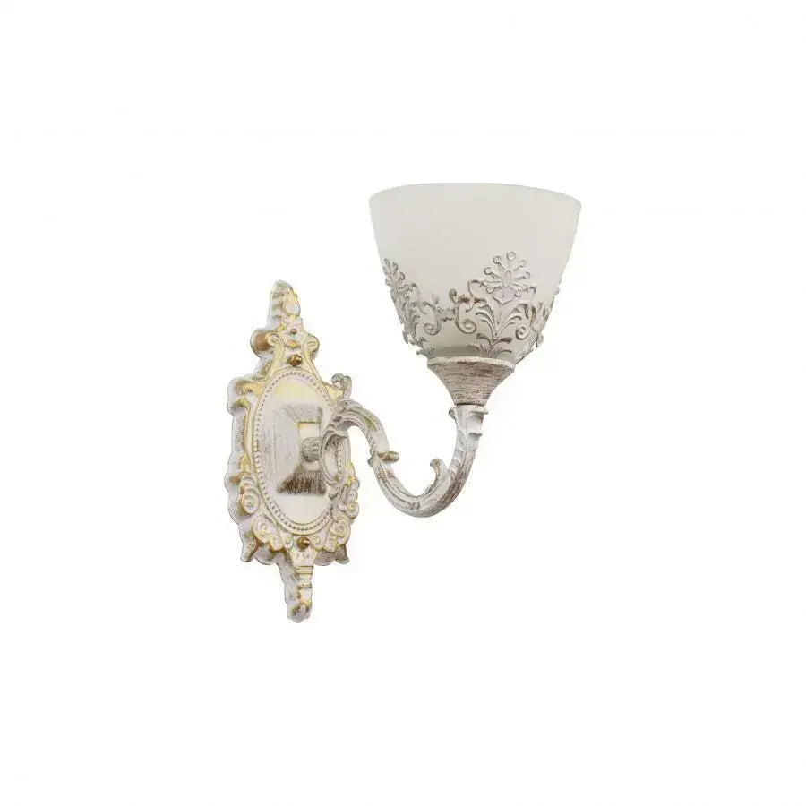 Rustikální nástěnné svítidlo COTTAGE, 1xE27, bílá, kov a sklo Vnitřní nástěnná svítidla Výchozí název Alessandro Design