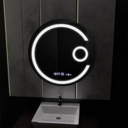 LED kulaté zrcadlo, 60 cm, Visio MotionGlow Marcello, systém odmlžování, hodiny a teploměr, kosmetická lupa, stmívatelná zrcátka Marcello Výchozí název Alessandro Design