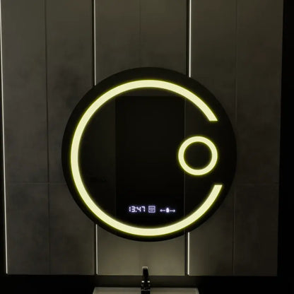 LED kulaté zrcadlo, 60 cm, Visio MotionGlow Marcello, systém odmlžování, hodiny a teploměr, kosmetická lupa, stmívatelná zrcátka Marcello Výchozí název Alessandro Design