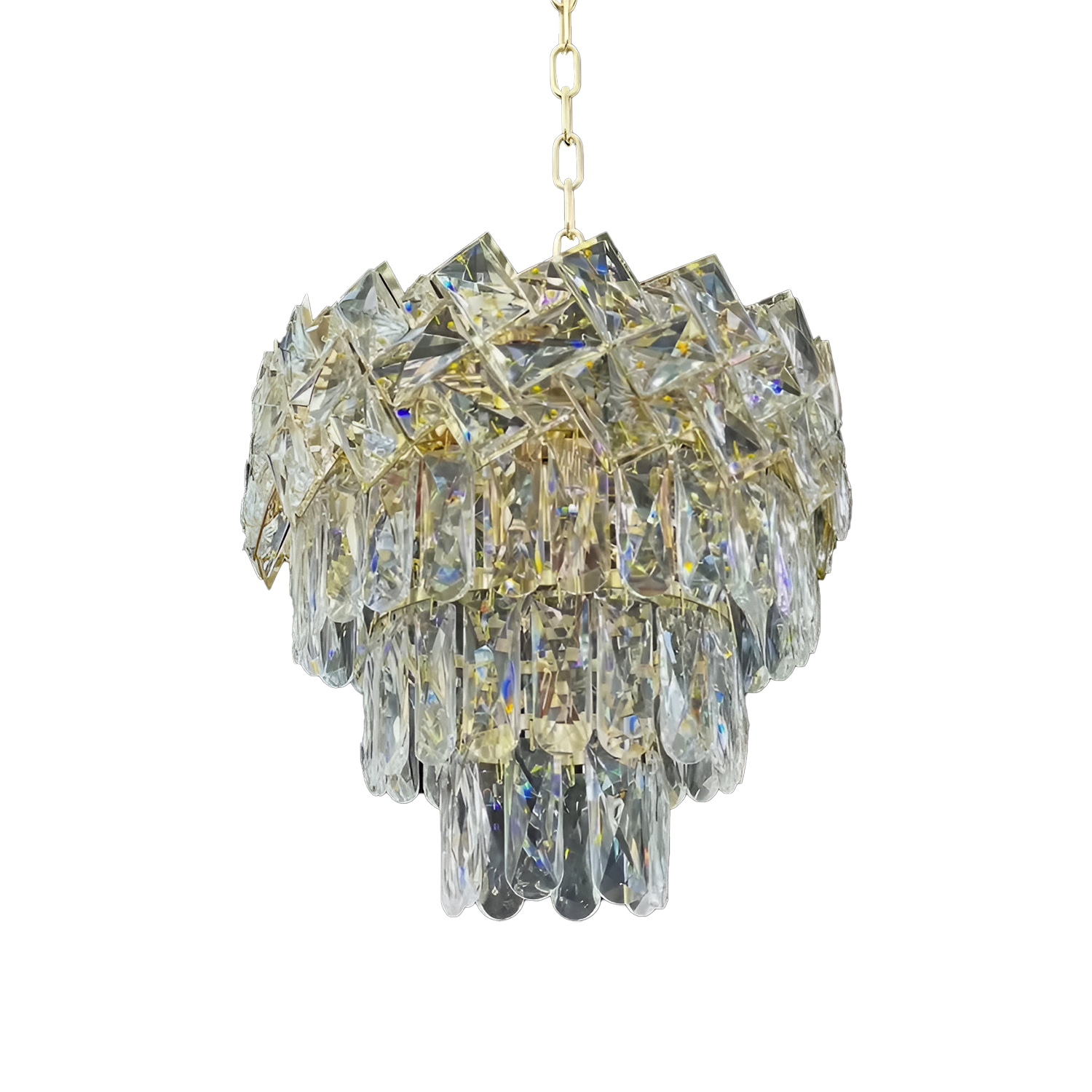 Křišťálový lustr WINDSOR Petito 3xE14, průměr 29 cm, lesklé zlato, nastavitelná výška, kov a křišťálové křišťálové lustry Výchozí název Alessandro Design