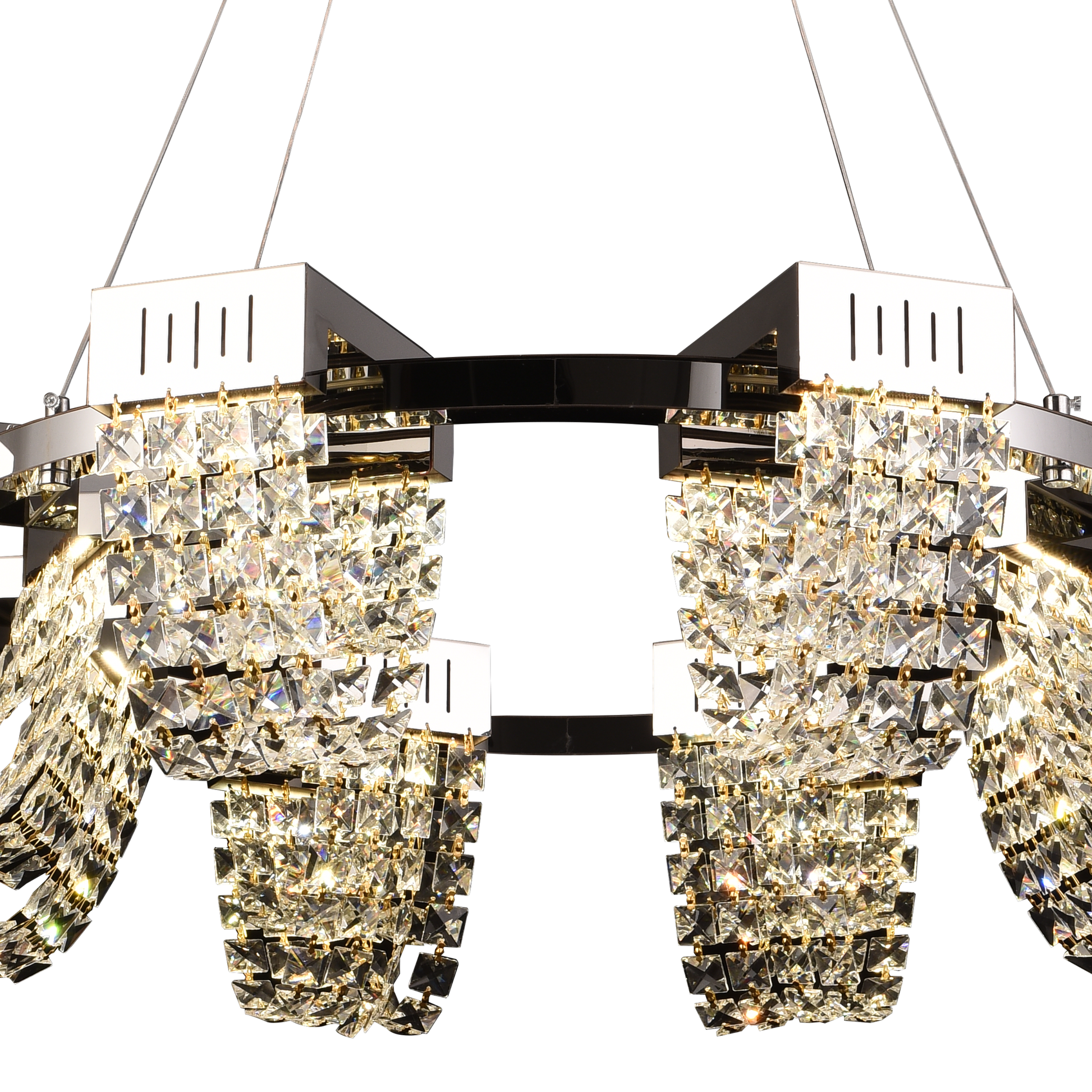 Candelabru Cristal LED 24W, STRATUS Regalis, Diametru 80cm, Crom Lucios, Inaltime Reglabila, Lumina Calda Neutra Rece 3000K/4000K/6000K, Metal si Cristal Candelabre Cristal Default Title Alessandro Design
