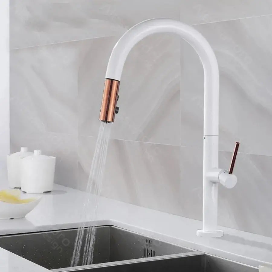 Kuchyňská baterie s výsuvnou sprchou, sanitární mosaz, bílá, CF/1035/A Kuchyňské baterie Výchozí název Alessandro Design