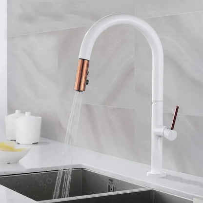 Kuchyňská baterie s výsuvnou sprchou, sanitární mosaz, bílá, CF/1035/A Kuchyňské baterie Výchozí název Alessandro Design