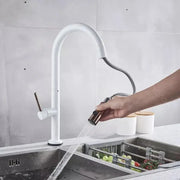 Kuchyňská baterie s výsuvnou sprchou, sanitární mosaz, bílá, CF/1035/A Kuchyňské baterie Výchozí název Alessandro Design