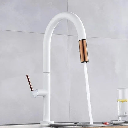 Kuchyňská baterie s výsuvnou sprchou, sanitární mosaz, bílá, CF/1035/A Kuchyňské baterie Výchozí název Alessandro Design