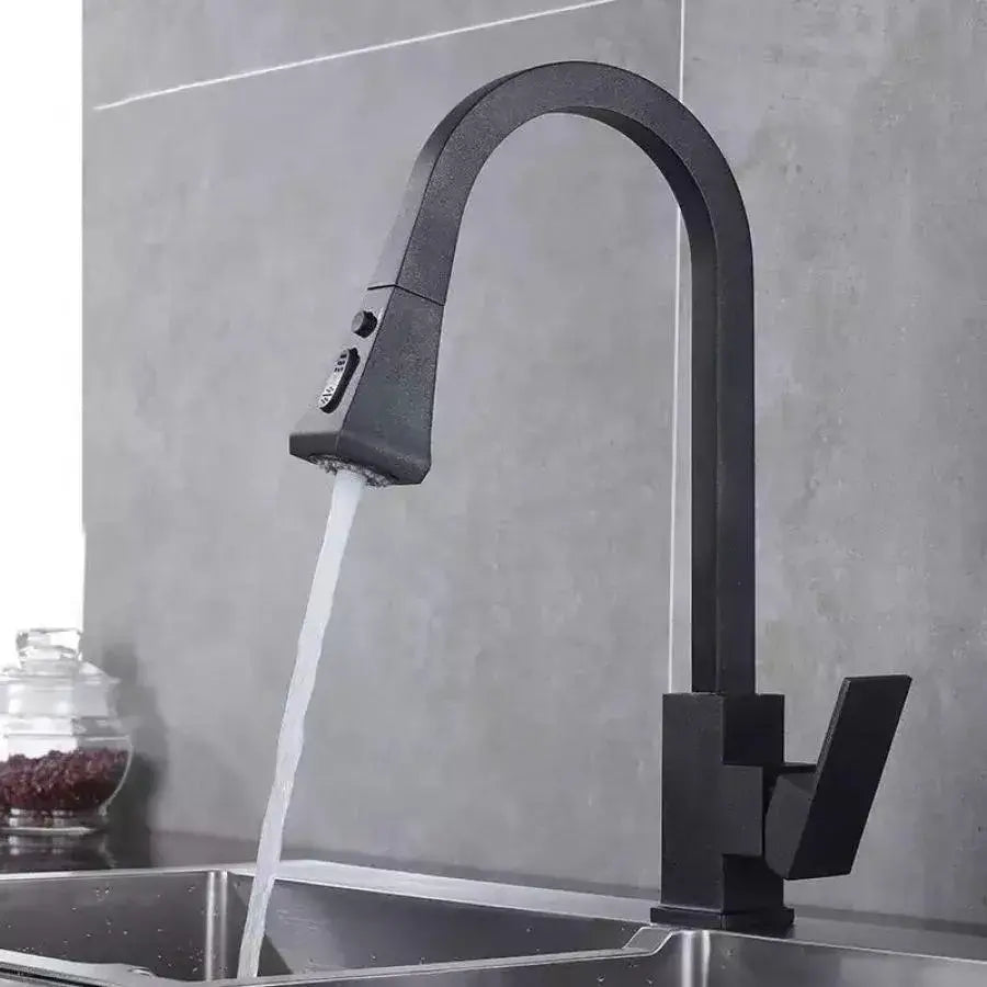 Kuchyňská baterie s výsuvnou sprchou, sanitární mosaz, černá, OD/2040 Kuchyňské baterie Výchozí název Alessandro Design