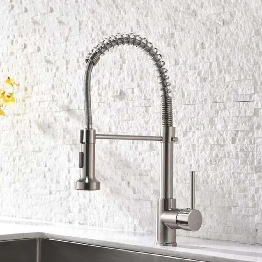 Kuchyňská baterie s výsuvnou sprchou, nerezová ocel a chromová mosaz, YD/101 Kuchyňské baterie Výchozí název Alessandro Design